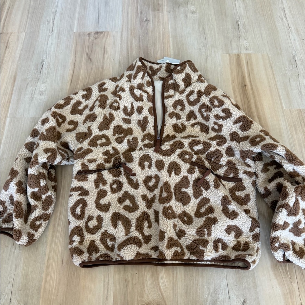 Leopard Print Sherpa Pullover